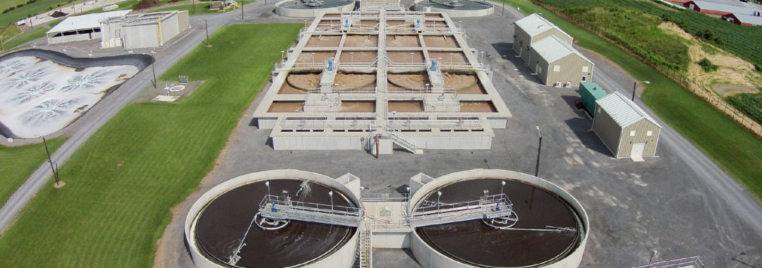 Aerial view of Moorefield, WV wastewater treatment plant.