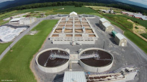Aerial view of Moorefield, WV wastewater treatment plant.